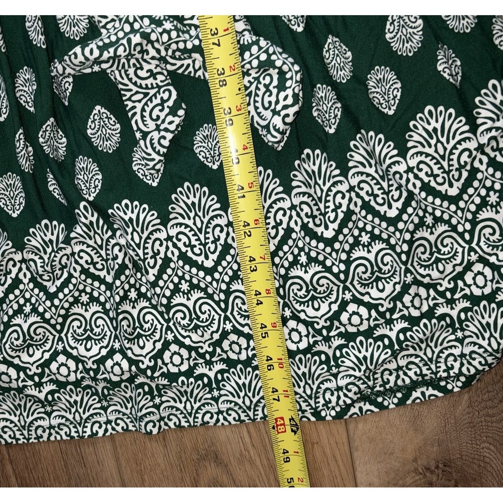 Boden Ophelia 4R Long Sleeve Maxi Wrap Dress Green White Printed Pockets - Picture 6 of 9